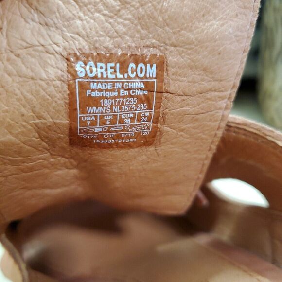 Sorel Nadia Womens 7 Teak Brown Suede Lace Up Sandals Shoes Block Heel - Picture 10 of 12